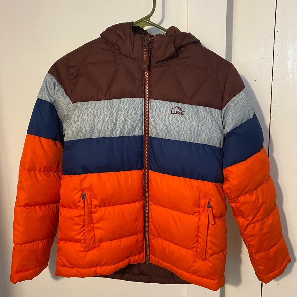 L.L. Bean Kids Puffer Jacket - Brown, Blue, Orange